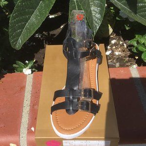 BELLA MARIE  Strappy Sandals White Sole Faux Leather Gladiator Black Various